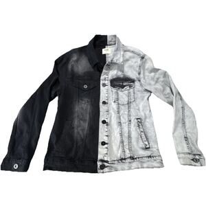 KDNK Men’s Jeans Jacket Size Large Black/denim Distressed
